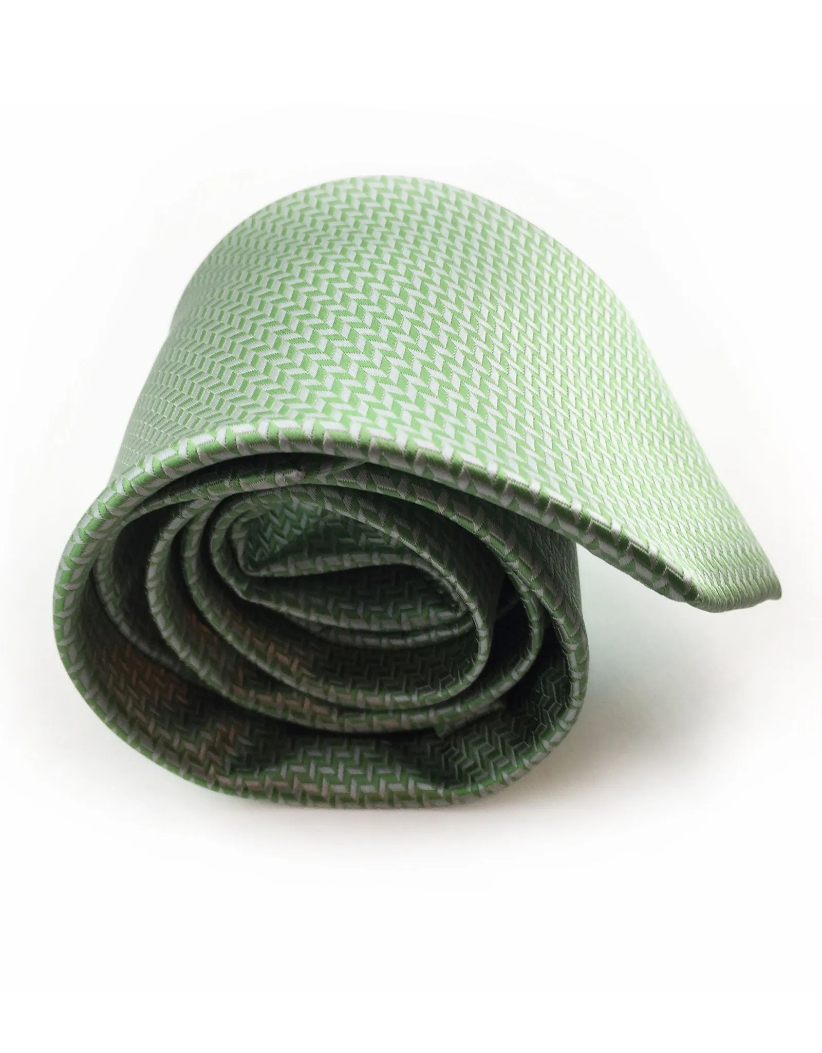 Light Green & Silver Herringbone Tie