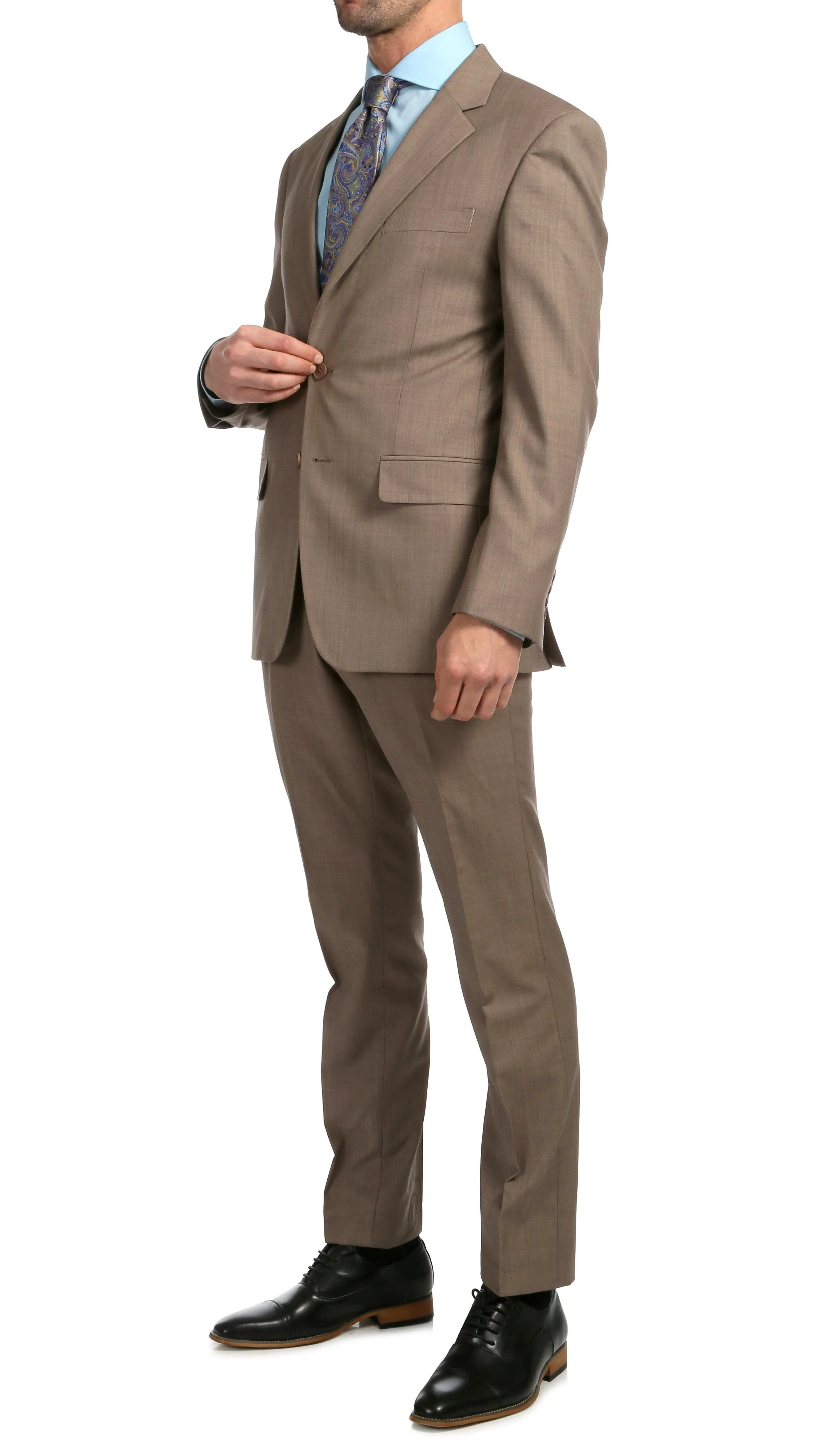 Mason Sand Men's Premium 2 Piece Wool Slim Fit Suit