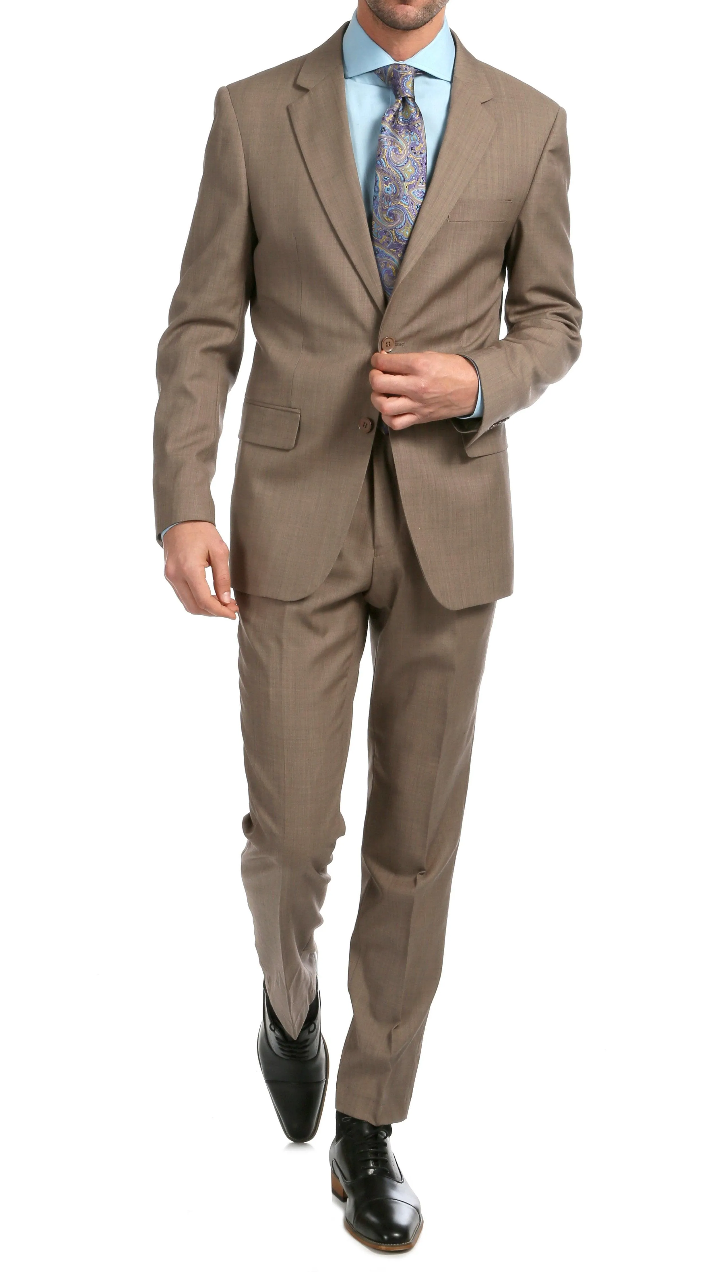 Mason Sand Men's Premium 2 Piece Wool Slim Fit Suit