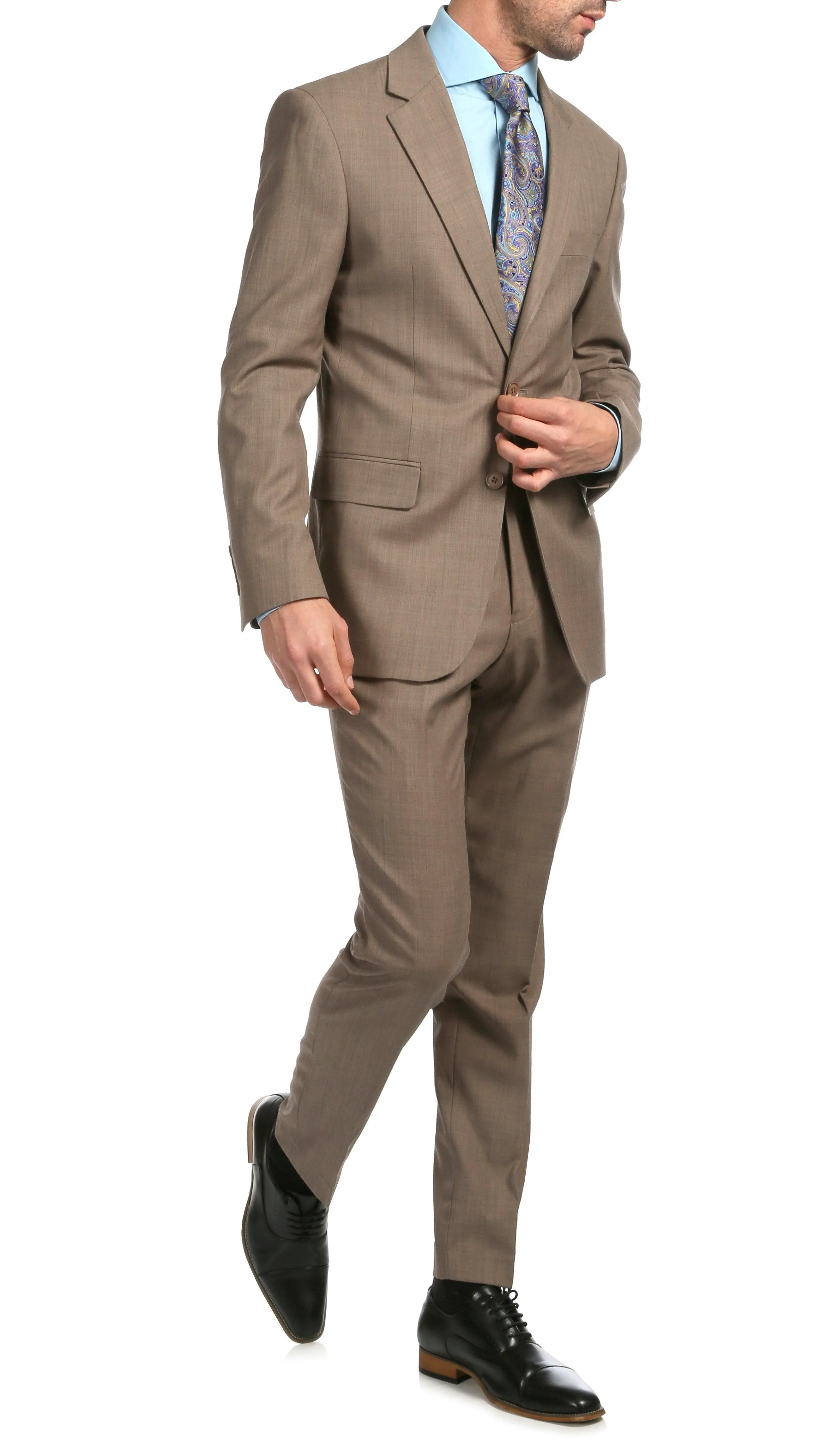 Mason Sand Men's Premium 2 Piece Wool Slim Fit Suit