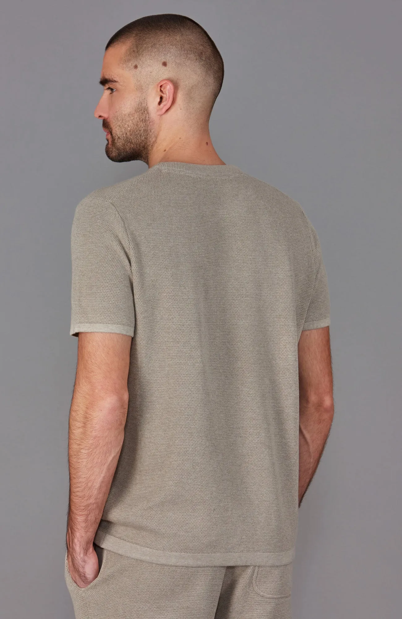 Mens Heavyweight Cotton Knitted Textured T-Shirt