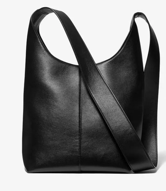 Michael Kors Dede Medium Leather Hobo Bag, black