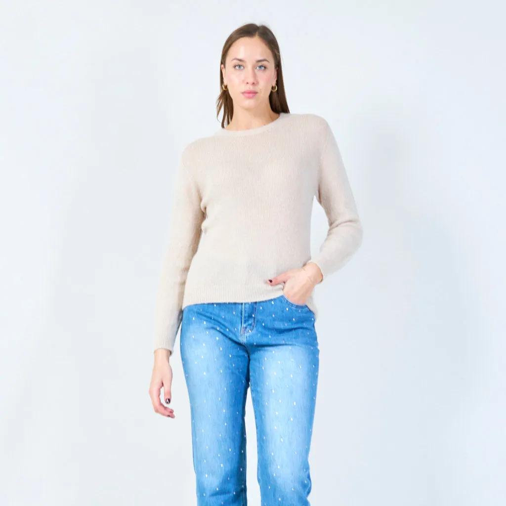 Minimalist long sleeve crewneck sweater wholesale