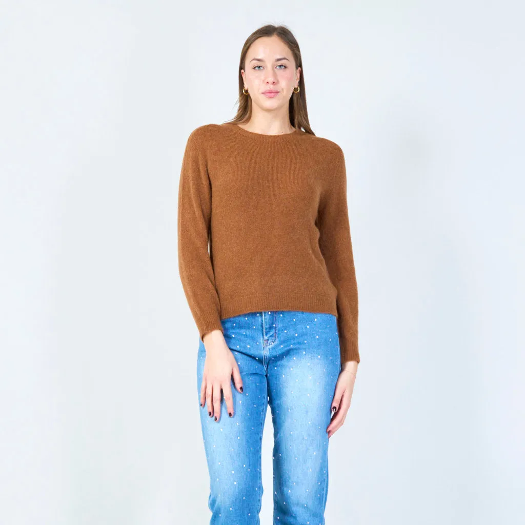 Minimalist long sleeve crewneck sweater wholesale