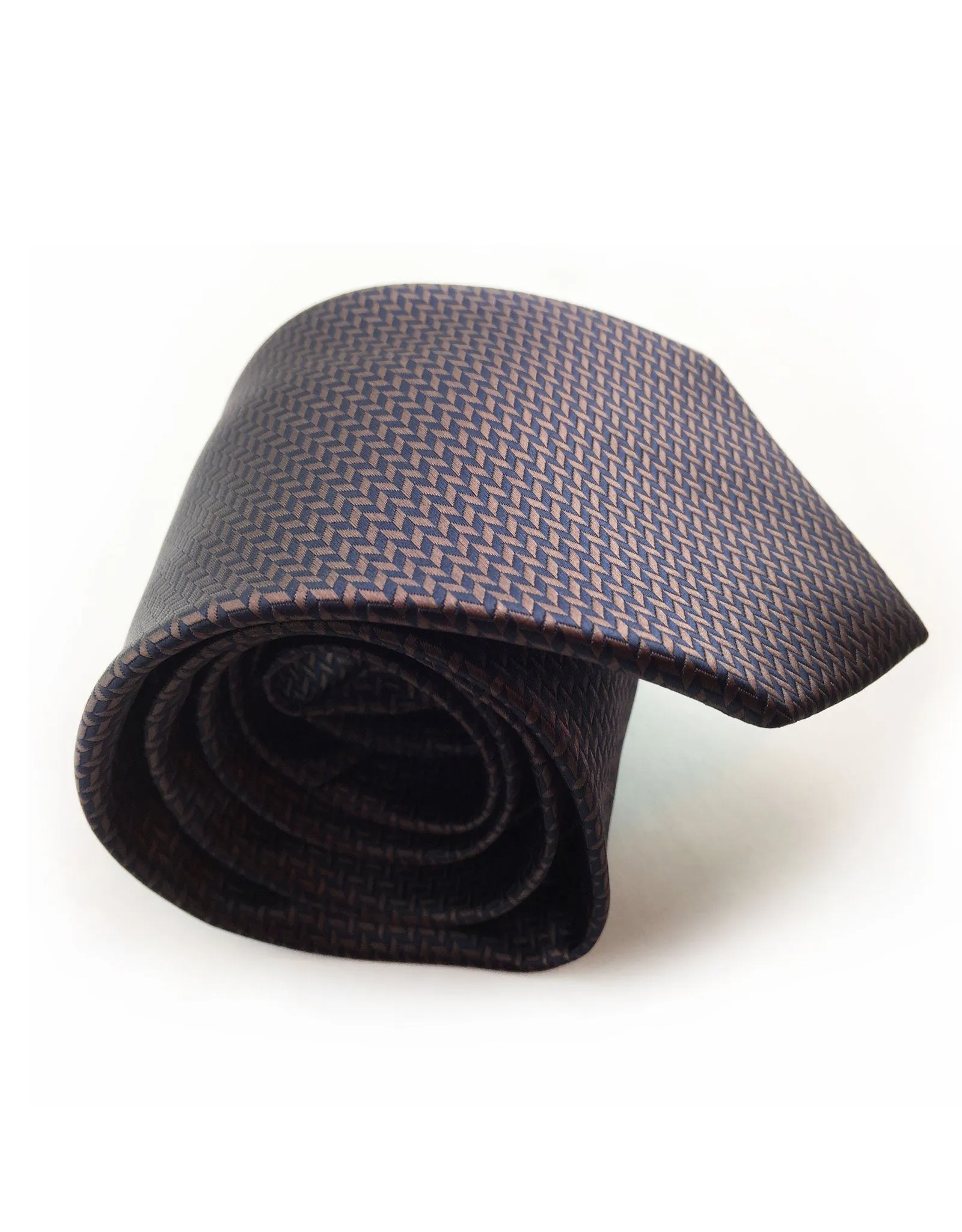 Navy & Brown Herringbone Tie