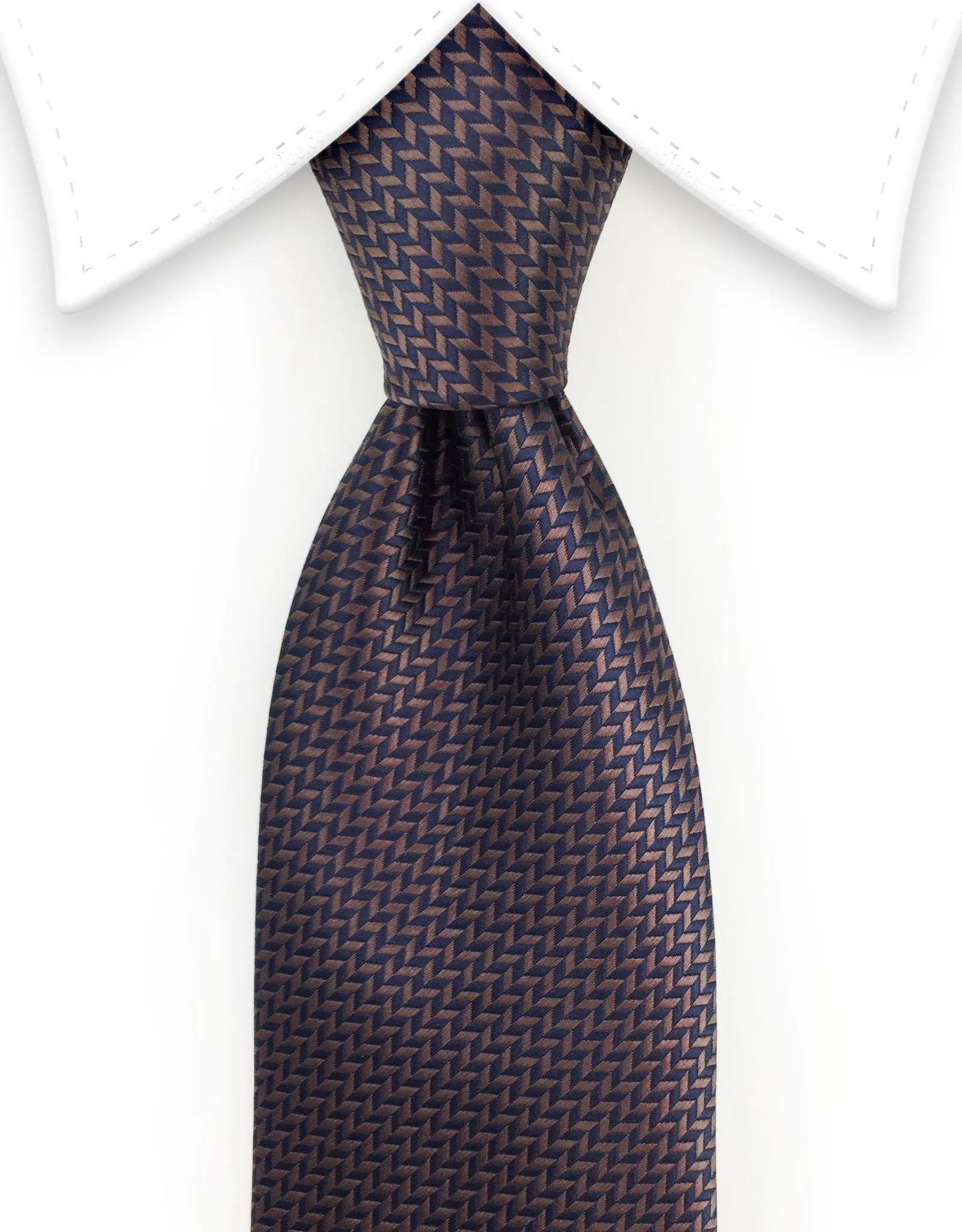 Navy & Brown Herringbone Tie