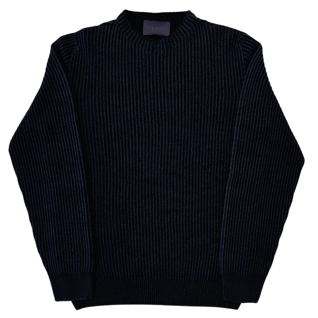 Navy/ Grey Reversible Ribbed Knit Sweater