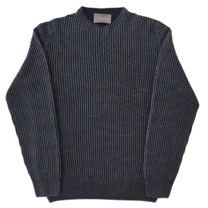 Navy/ Grey Reversible Ribbed Knit Sweater