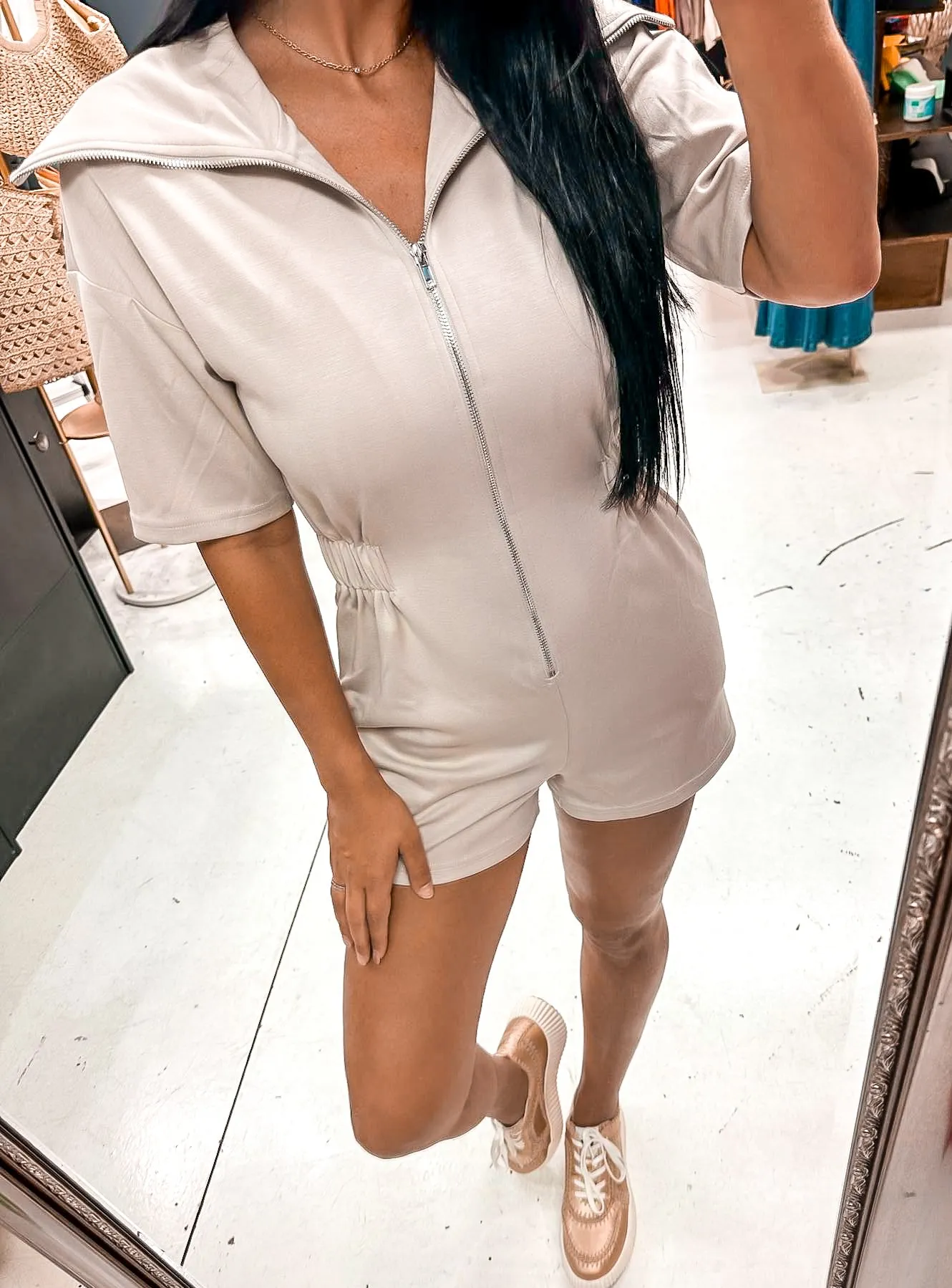 Only The Best Romper Taupe