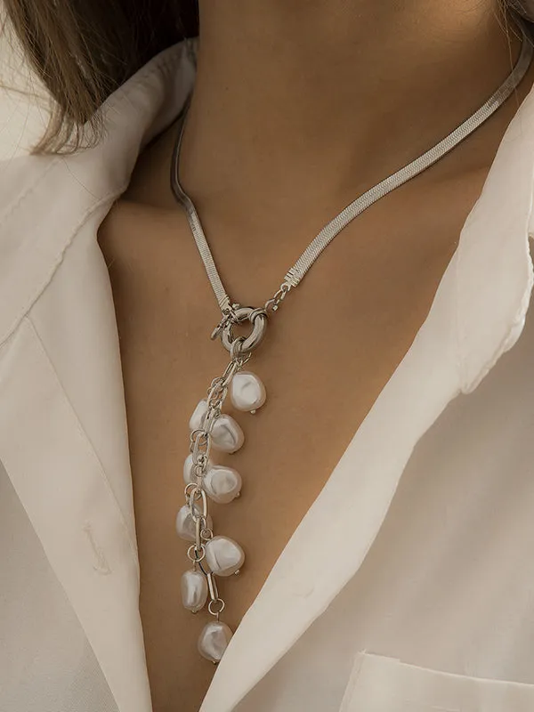 Original Pearl Pendant Geometric Necklace