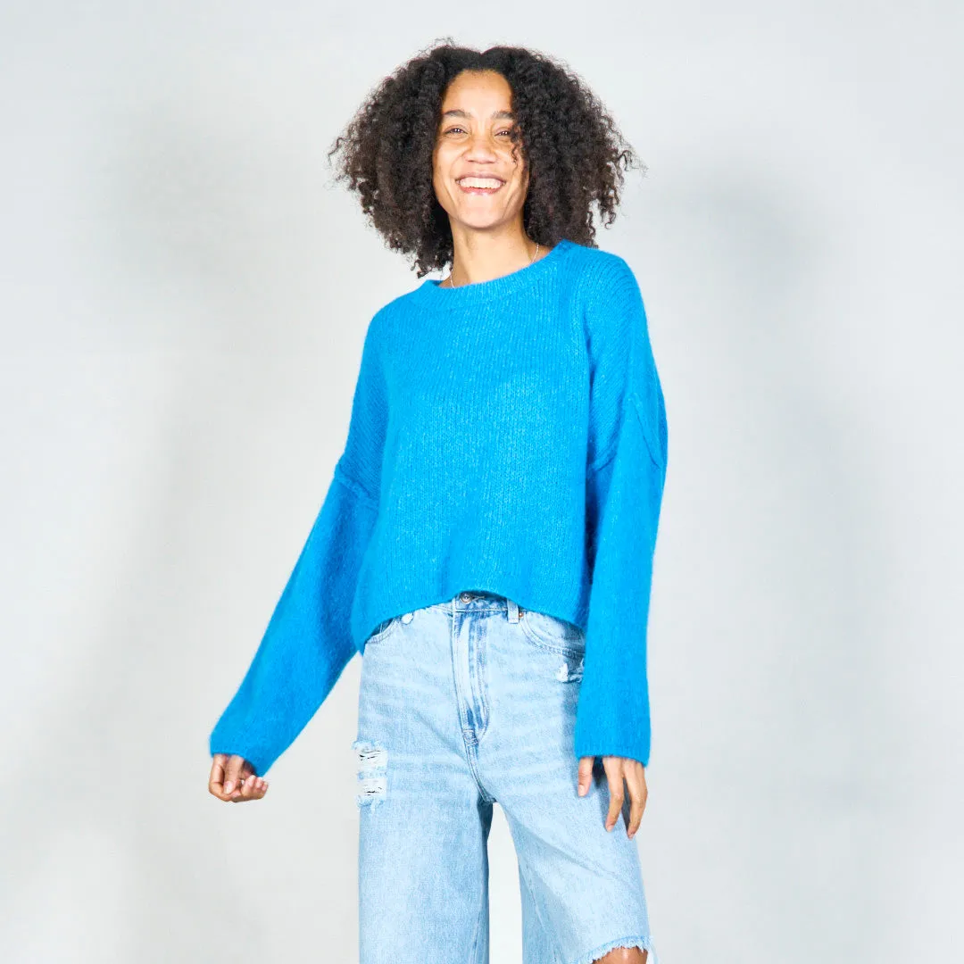 Oversized knit sweater with crew neckline wholesale