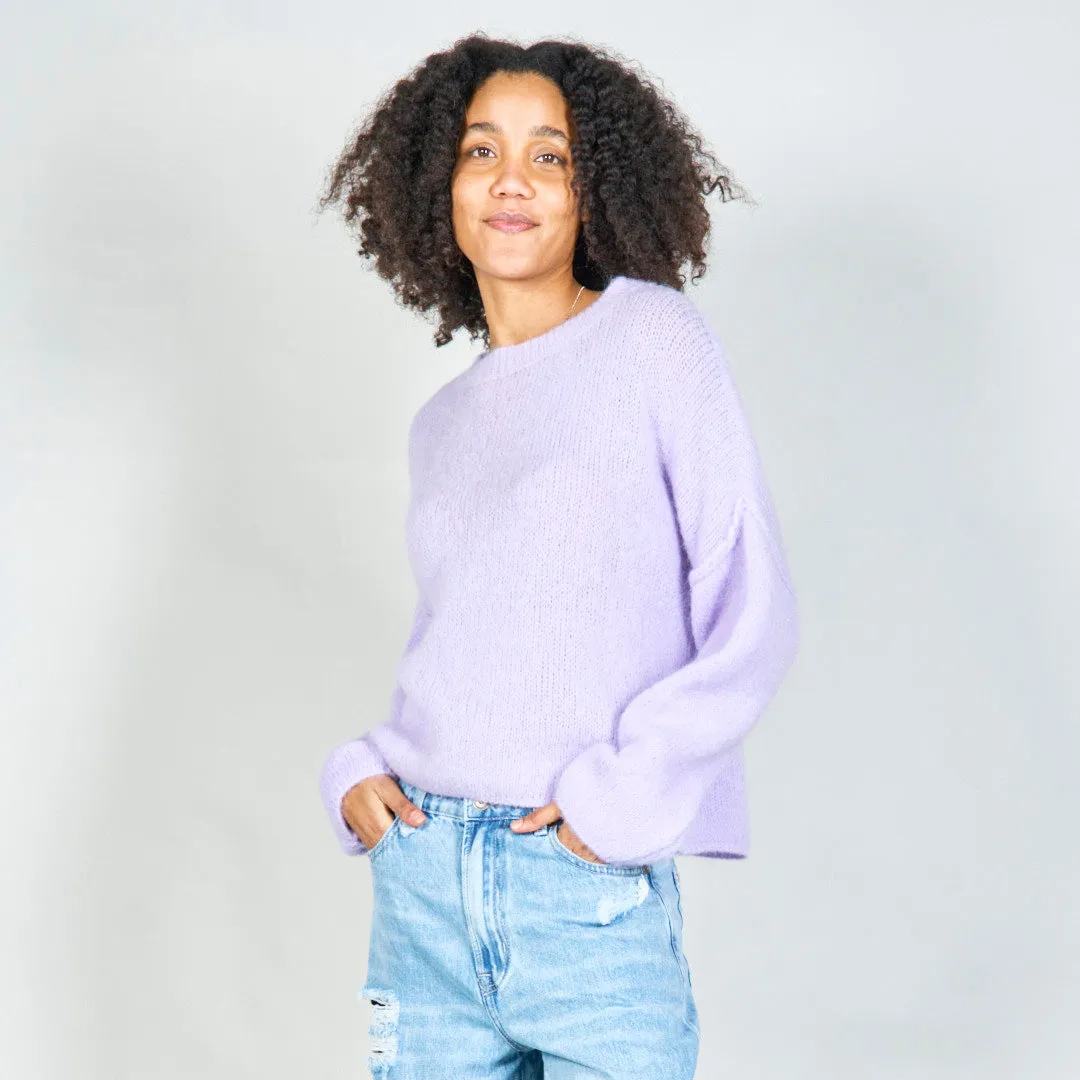 Oversized knit sweater with crew neckline wholesale