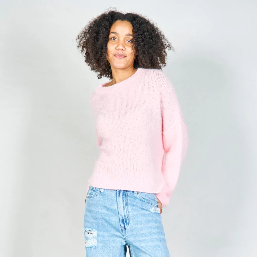 Oversized knit sweater with crew neckline wholesale