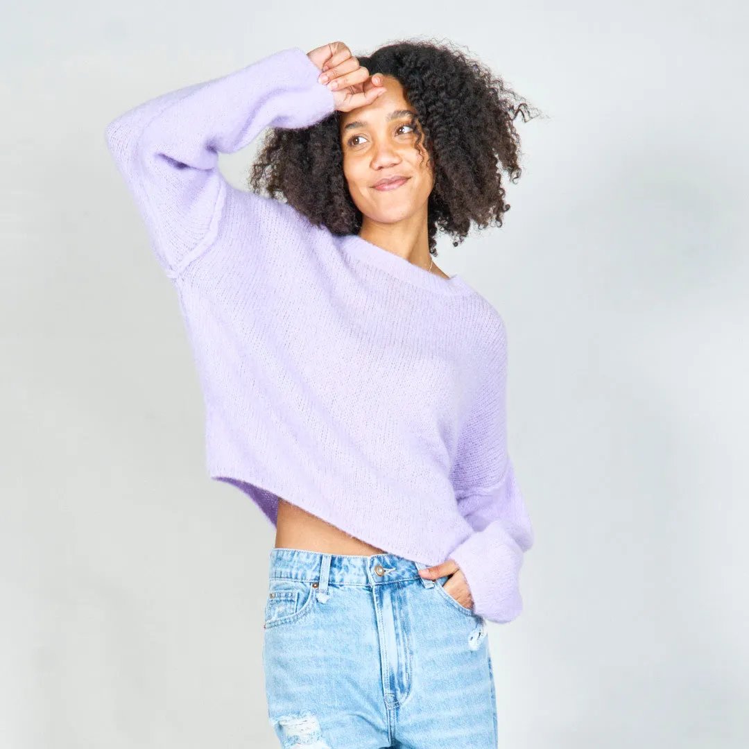 Oversized knit sweater with crew neckline wholesale