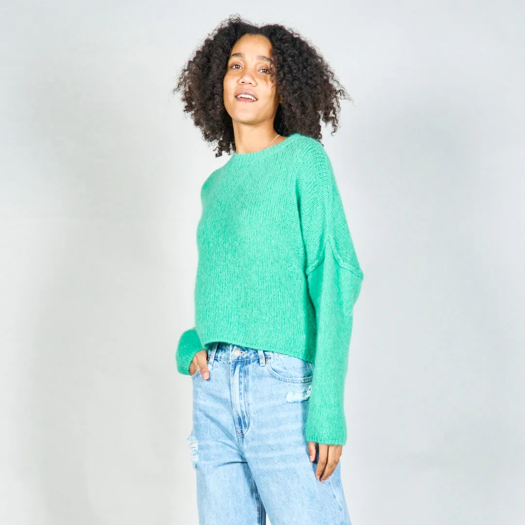 Oversized knit sweater with crew neckline wholesale