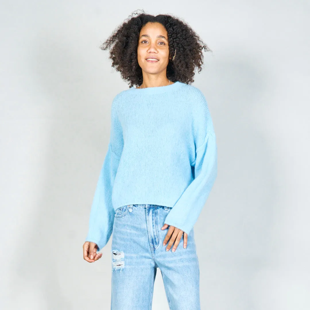 Oversized knit sweater with crew neckline wholesale