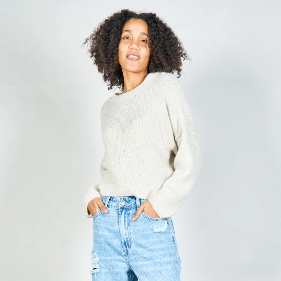 Oversized knit sweater with crew neckline wholesale