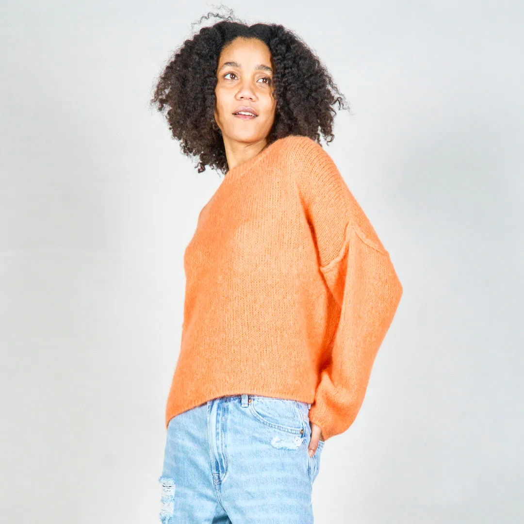 Oversized knit sweater with crew neckline wholesale