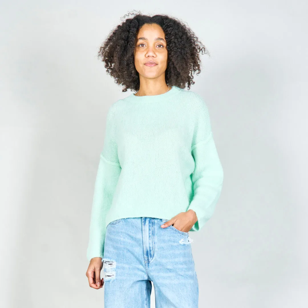 Oversized knit sweater with crew neckline wholesale