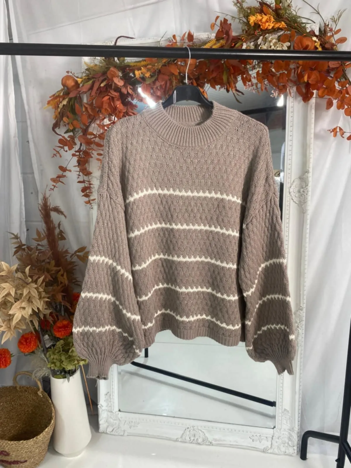 Pattern Chunky Knit Slouch Fit Jumper