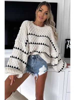 Pattern Chunky Knit Slouch Fit Jumper