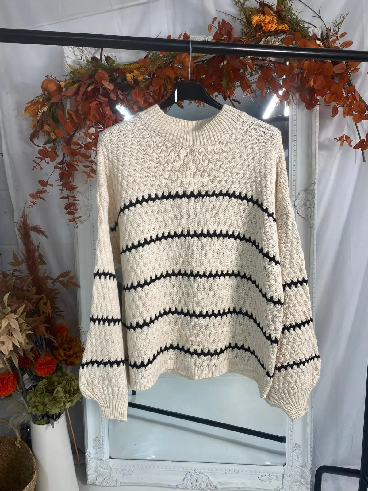 Pattern Chunky Knit Slouch Fit Jumper