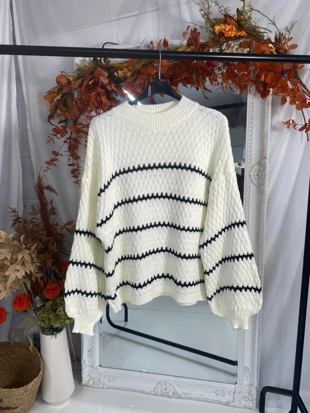 Pattern Chunky Knit Slouch Fit Jumper