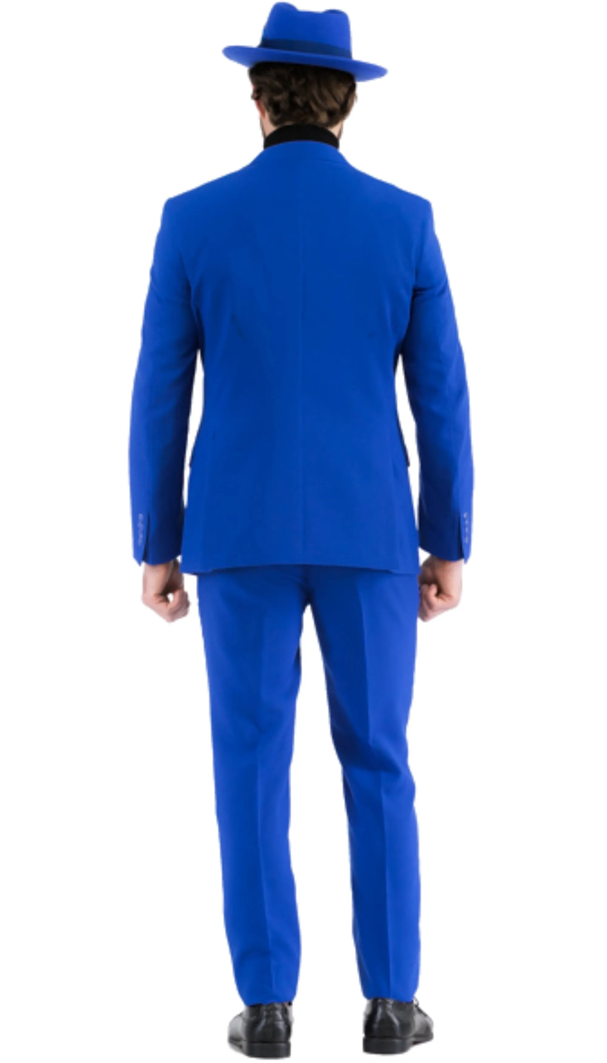 Paul Lorenzo Mens Royal Blue Slim Fit 2 Piece Suit