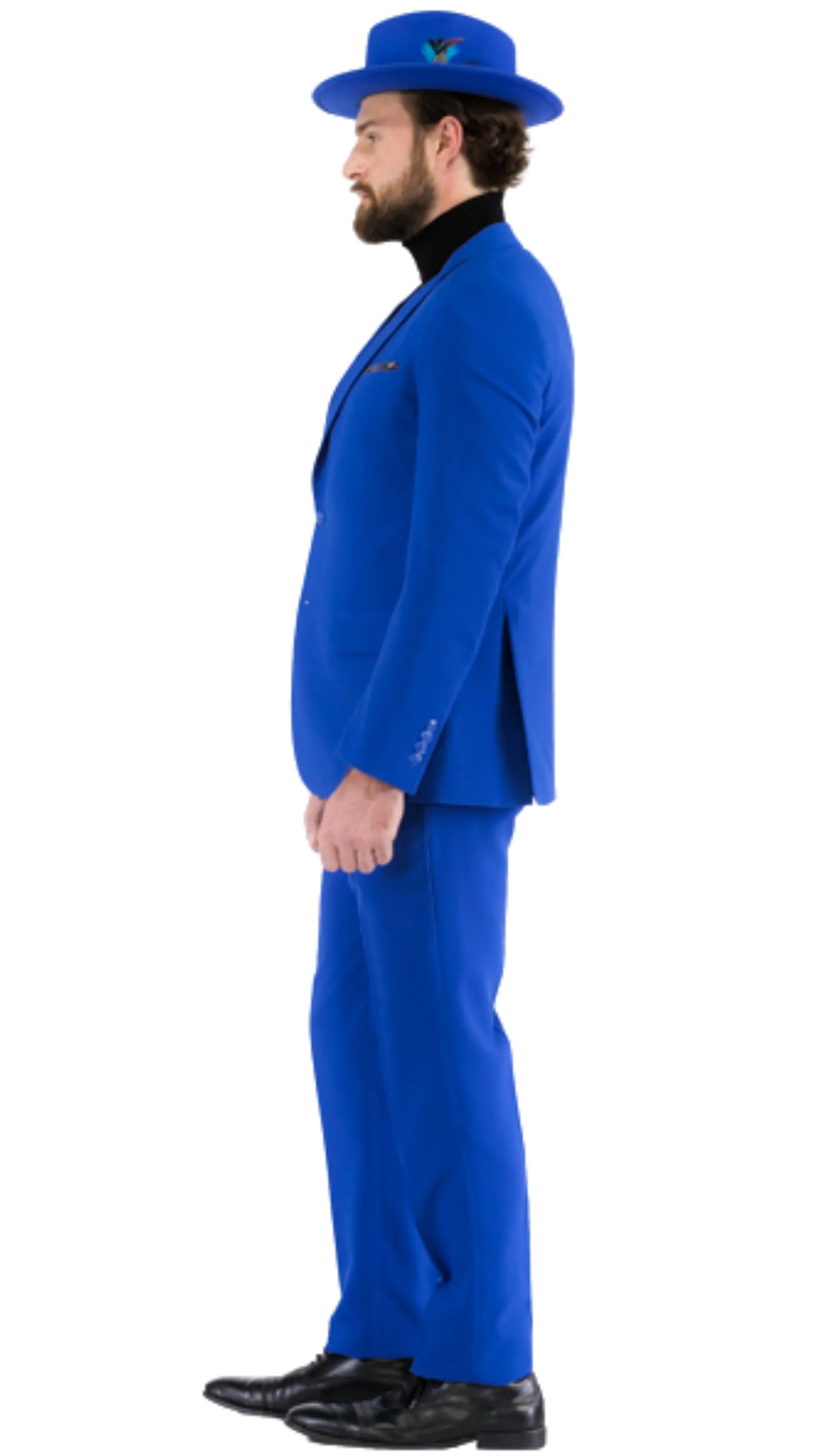 Paul Lorenzo Mens Royal Blue Slim Fit 2 Piece Suit