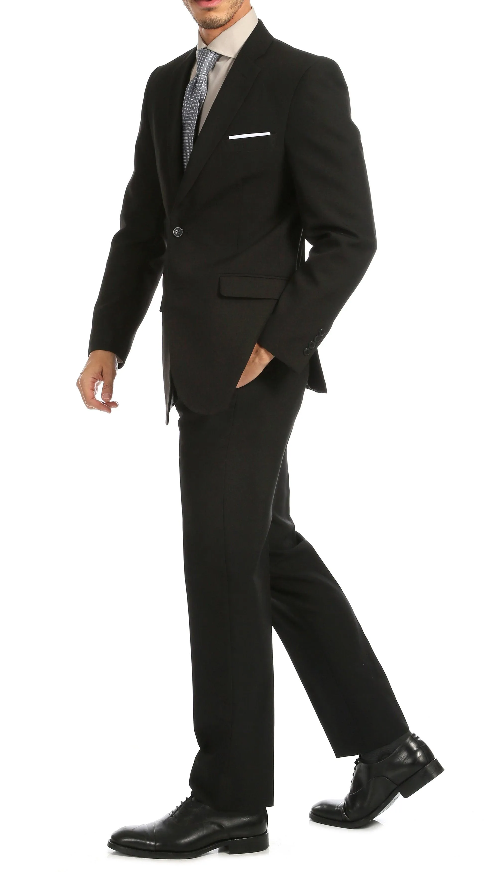 PL1969 Mens Black Slim Fit 2pc Suit