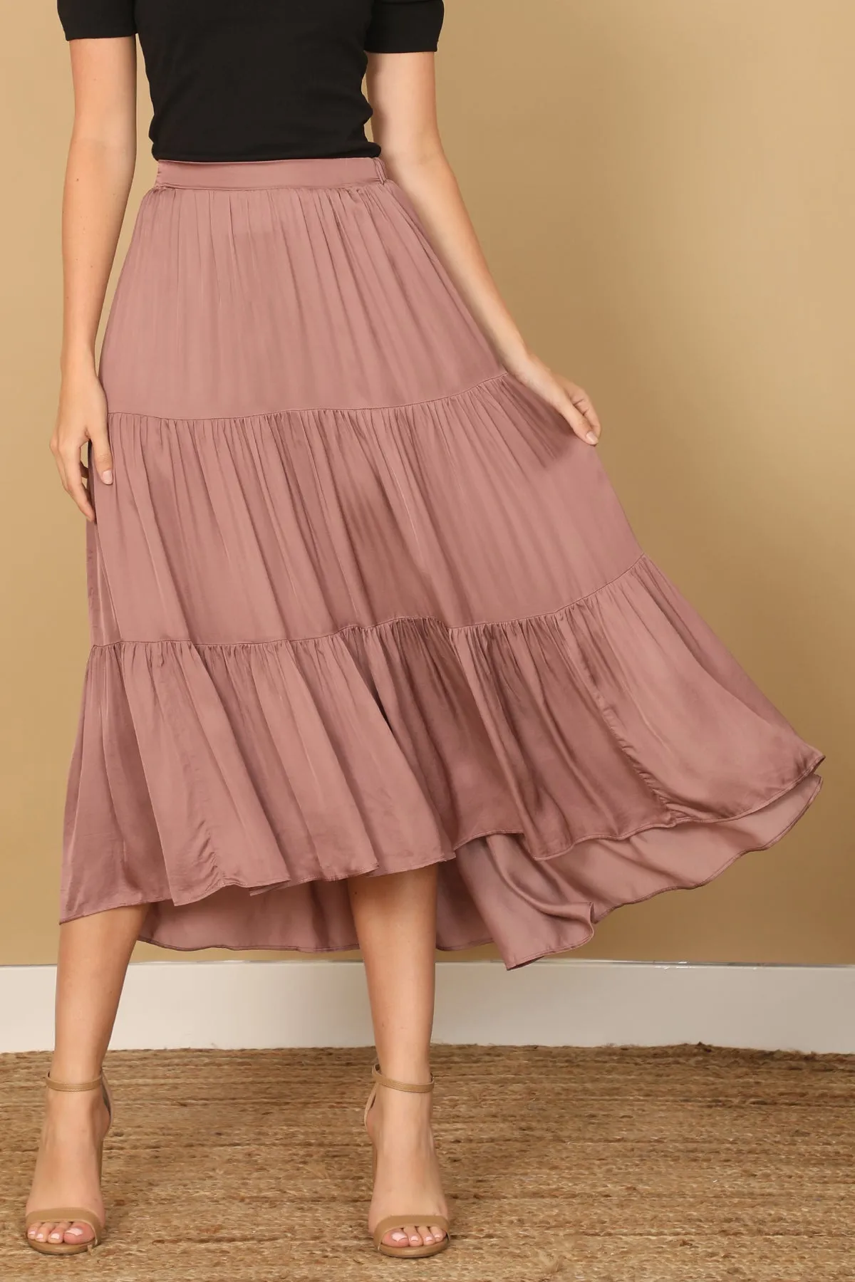 PLEATED SKIRT MIDI SKIRT 2-2-1