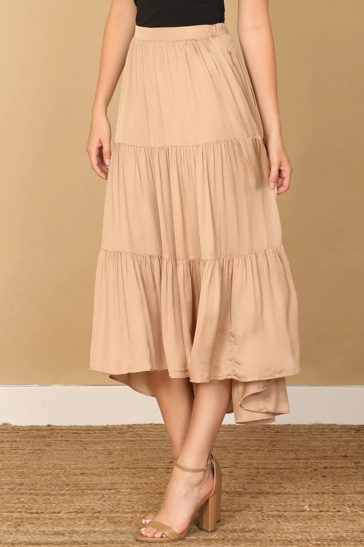 PLEATED SKIRT MIDI SKIRT 2-2-1