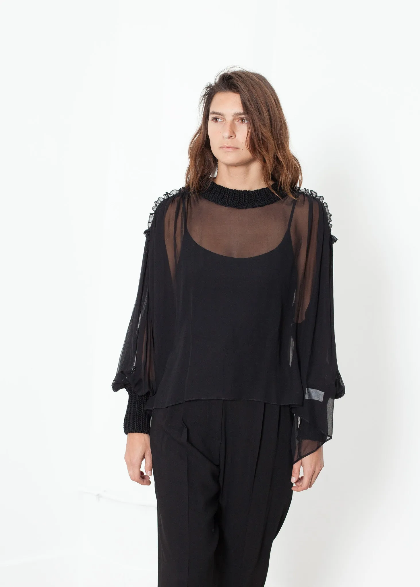 Poet Silk Sweater in Black