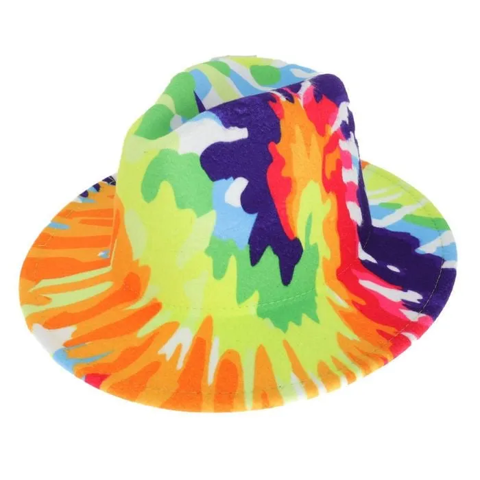 Rainbow Drip Tie Dye Fedora