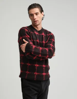 Red & Black Gradient Check Mohair Jumper GOLD COLLECTION