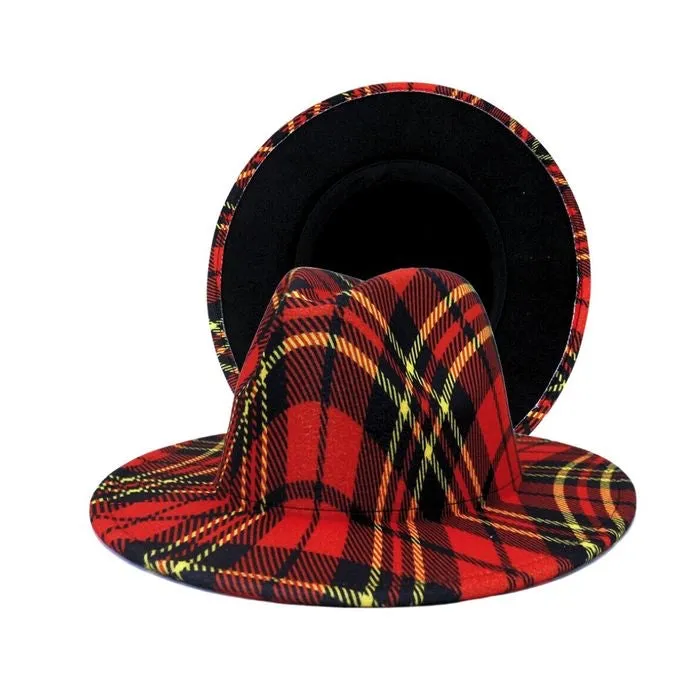 Red Plaid Fedora Hat