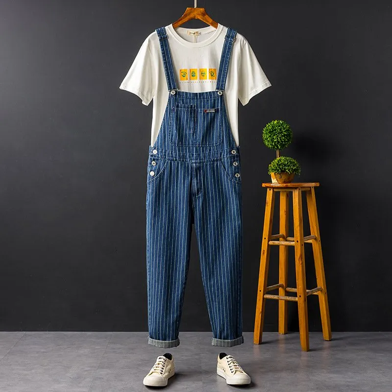 Retro Denim Casual Multi-Pocket Jumpsuits Overall