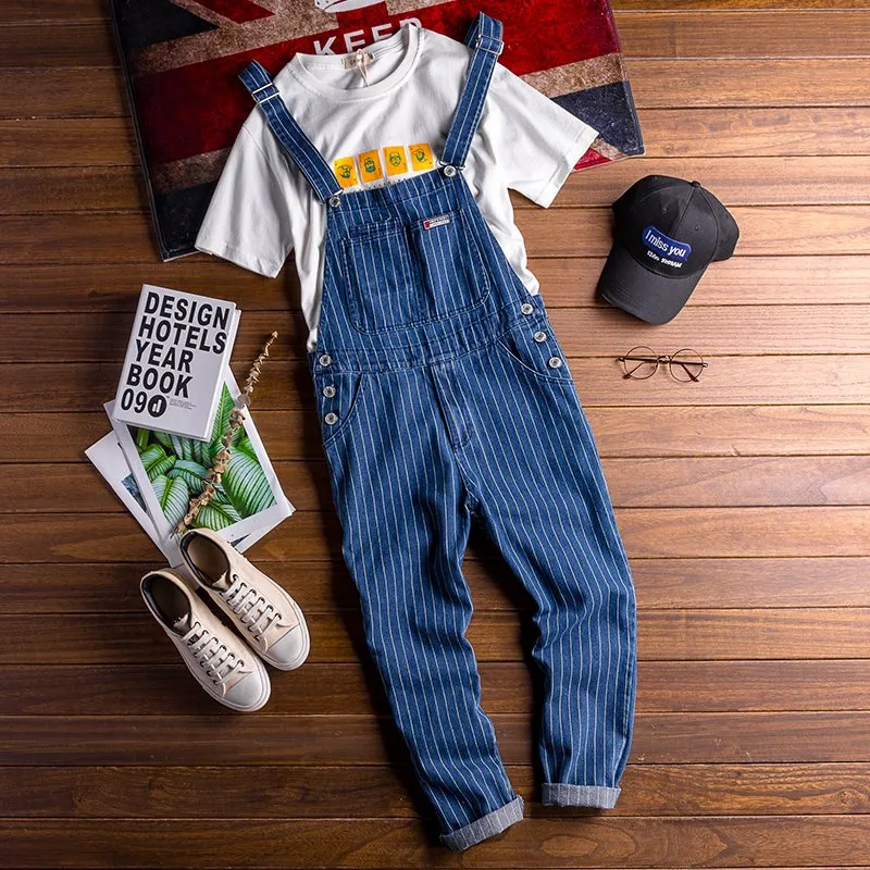 Retro Denim Casual Multi-Pocket Jumpsuits Overall