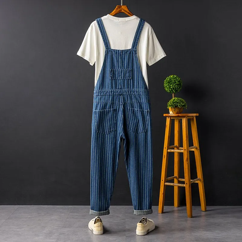 Retro Denim Casual Multi-Pocket Jumpsuits Overall