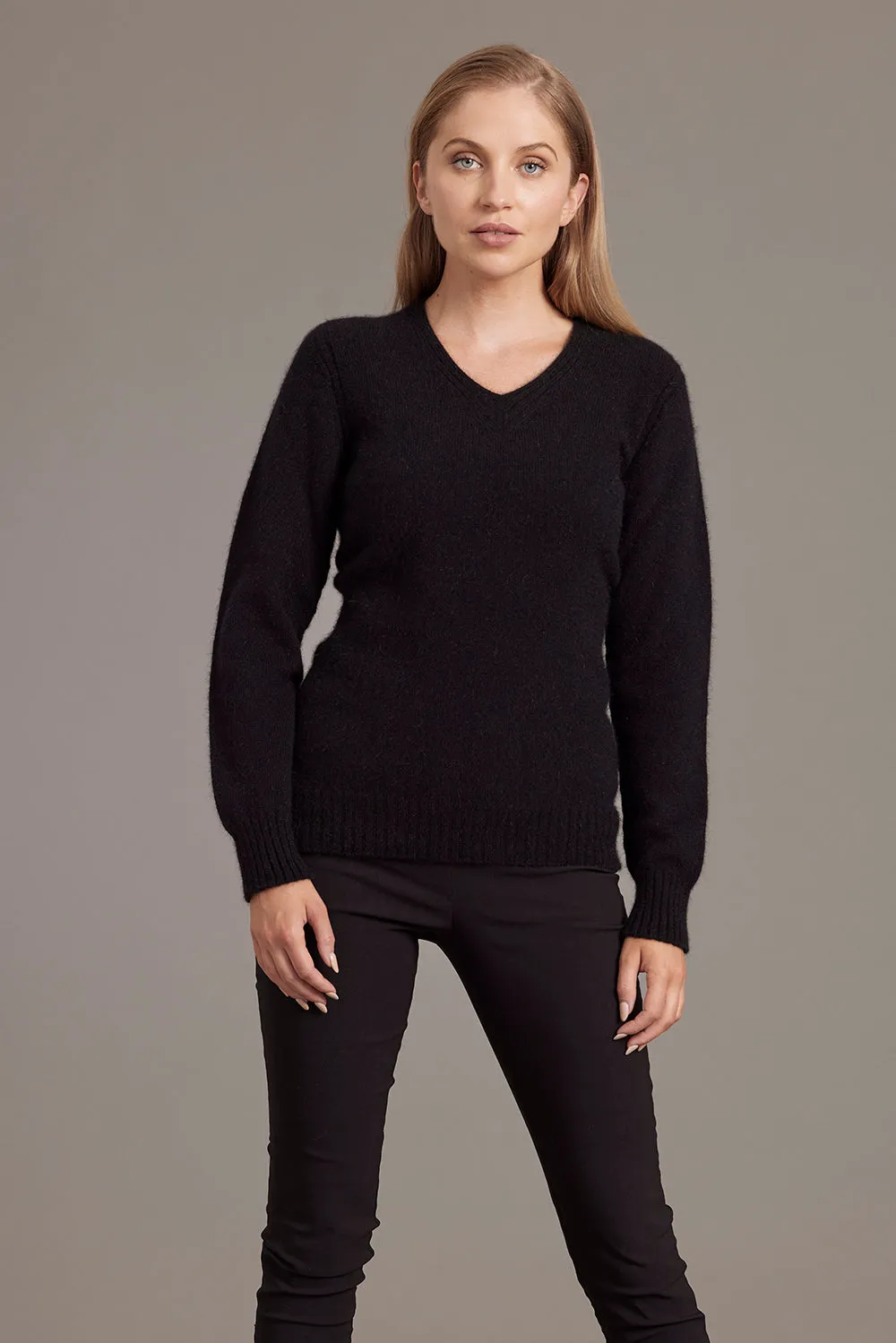 Rib Detail V-Neck Jersey