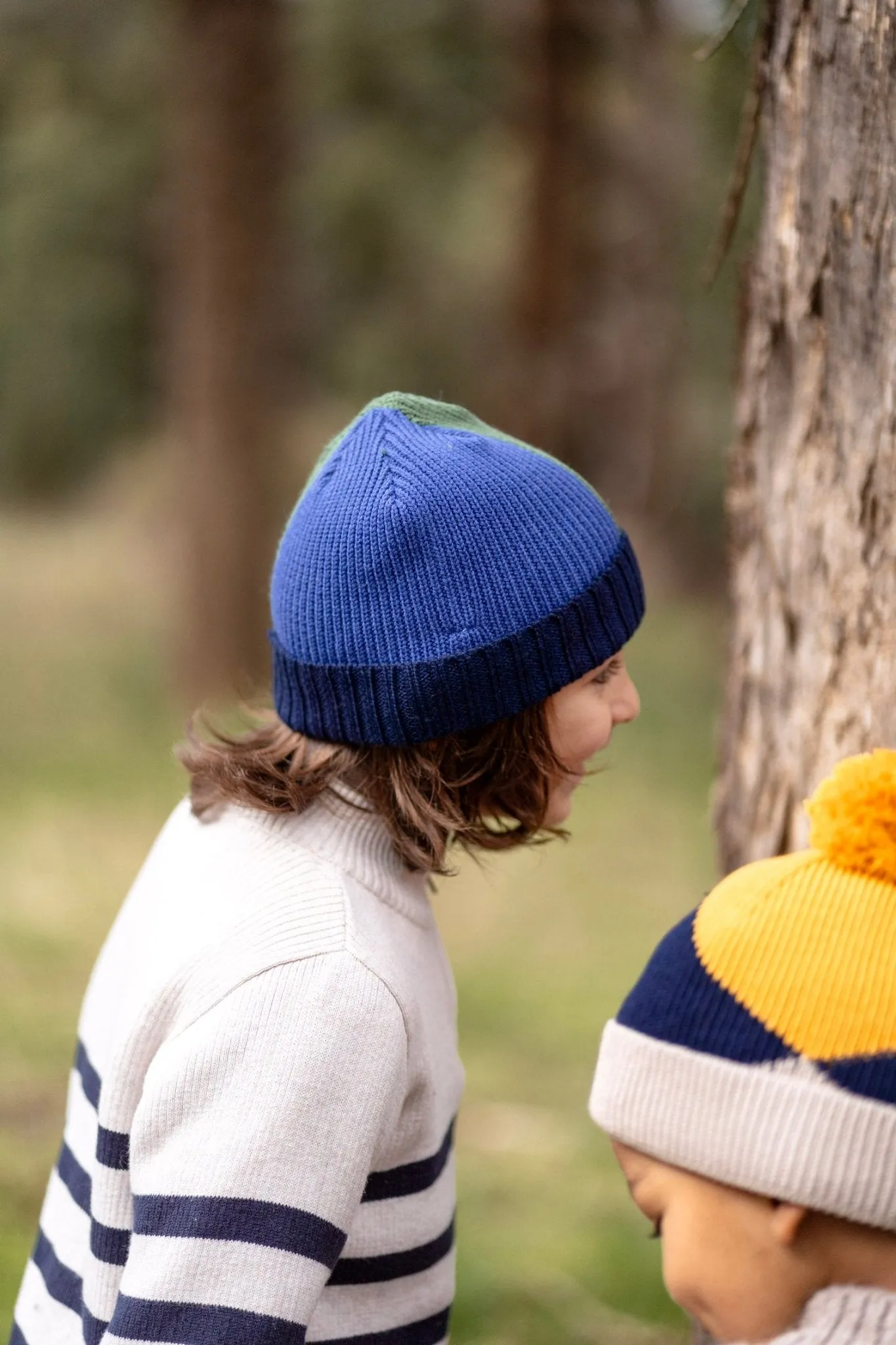 River Merino Beanie Blue and Green