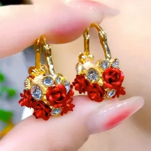 Rose Romance Stylish Zircon Earrings