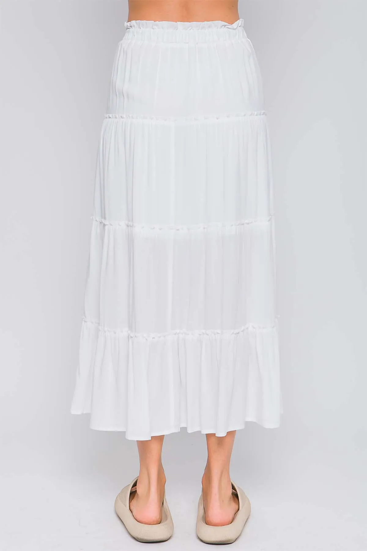 RUFFLE TIERED A-LINE LONG MAXI SKIRT 2-2-2(NOW $9.50 ONLY!)