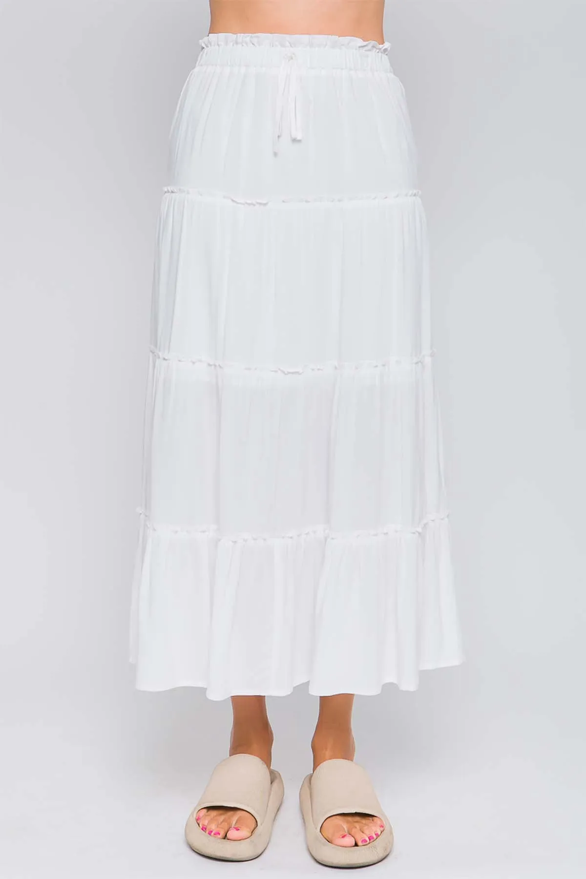 RUFFLE TIERED A-LINE LONG MAXI SKIRT 2-2-2(NOW $9.50 ONLY!)