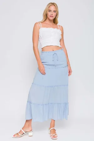 RUFFLE TIERED A-LINE LONG MAXI SKIRT 2-2-2(NOW $9.50 ONLY!)