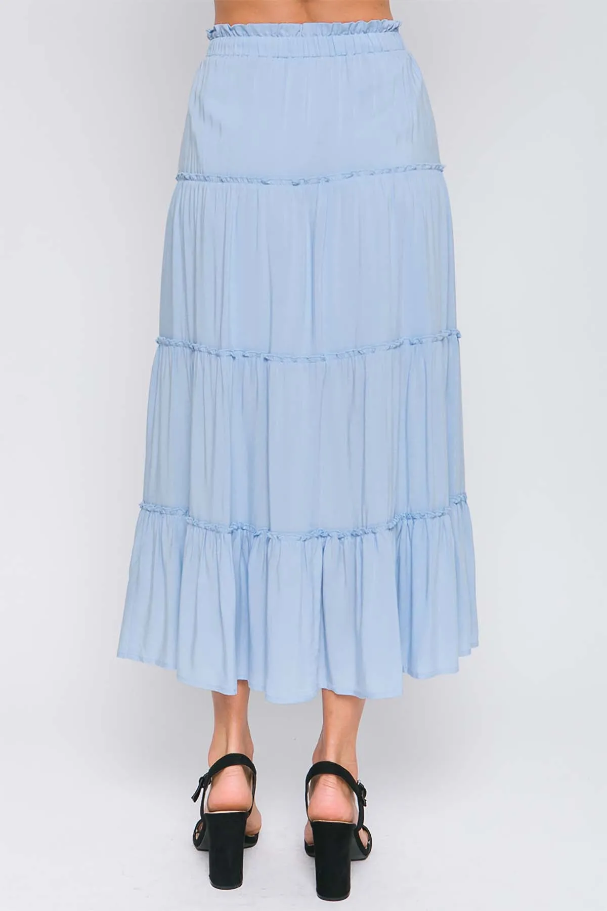 RUFFLE TIERED A-LINE LONG MAXI SKIRT 2-2-2(NOW $9.50 ONLY!)