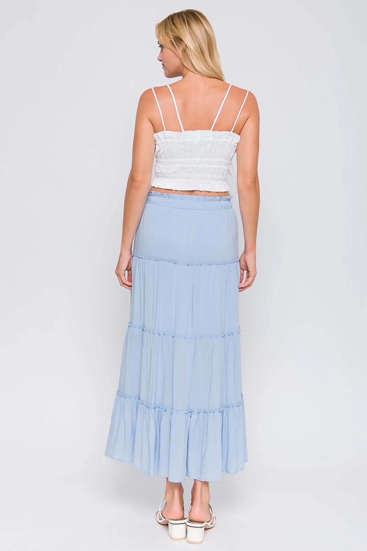 RUFFLE TIERED A-LINE LONG MAXI SKIRT 2-2-2(NOW $9.50 ONLY!)