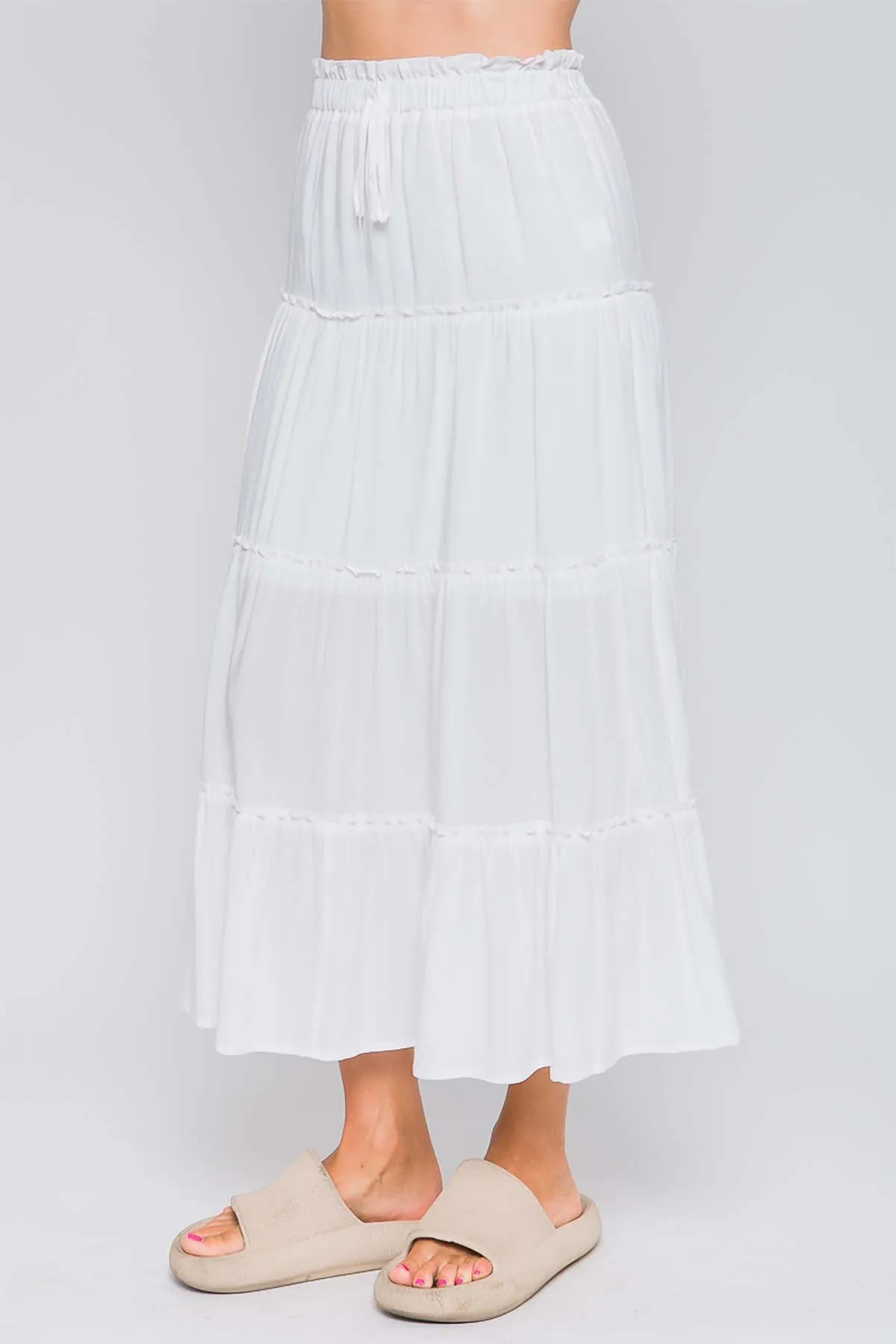 RUFFLE TIERED A-LINE LONG MAXI SKIRT 2-2-2(NOW $9.50 ONLY!)