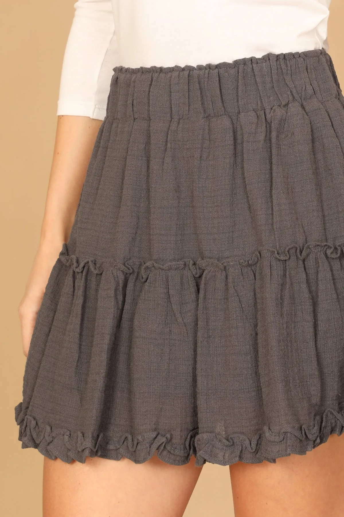 RUFFLE TIERED MINI SKIRT 2-2-1