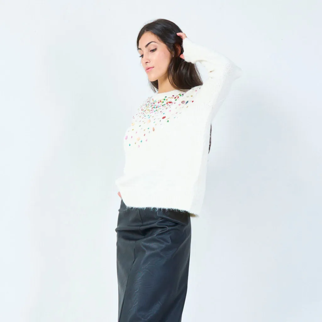 Sequin embellished knit sweater wholesale